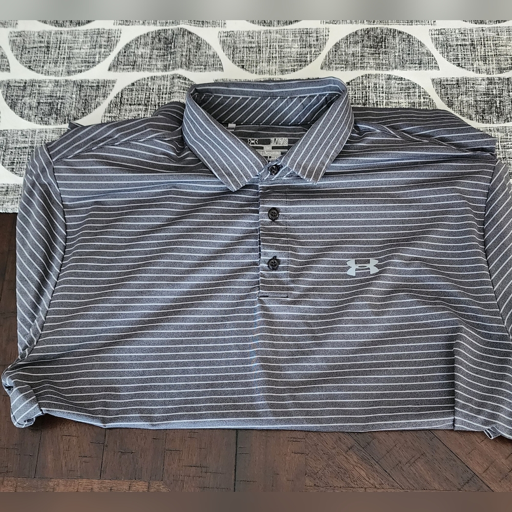 Men's Under Armour Golf Polo Grey Striped
